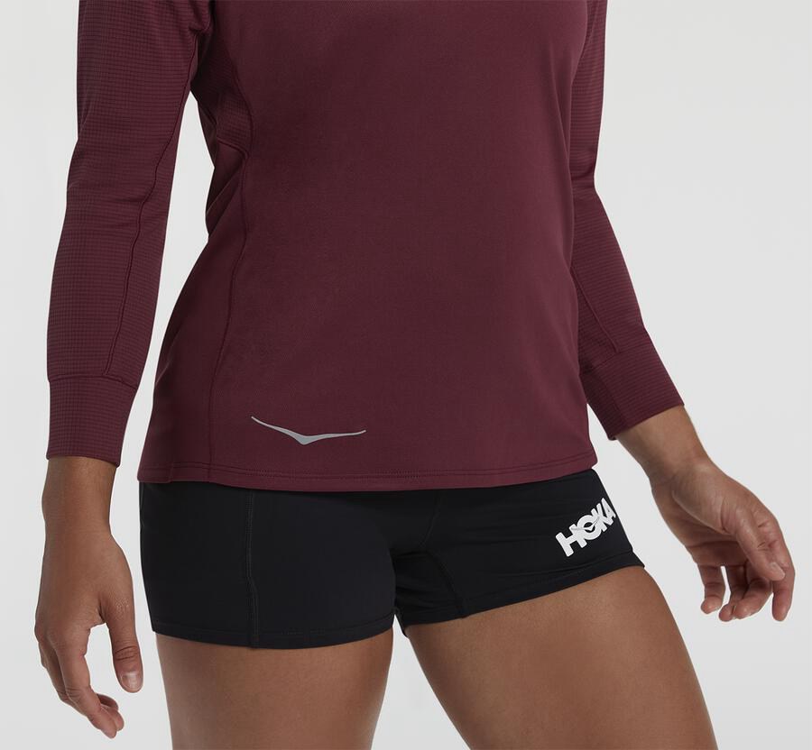 Haut Hoka One One Performance 3/4 Sleeve Femme - Marron - KWE-169274